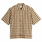 NN07 Men's Reed Boxy Short Sleeve Shirt in Brown Check