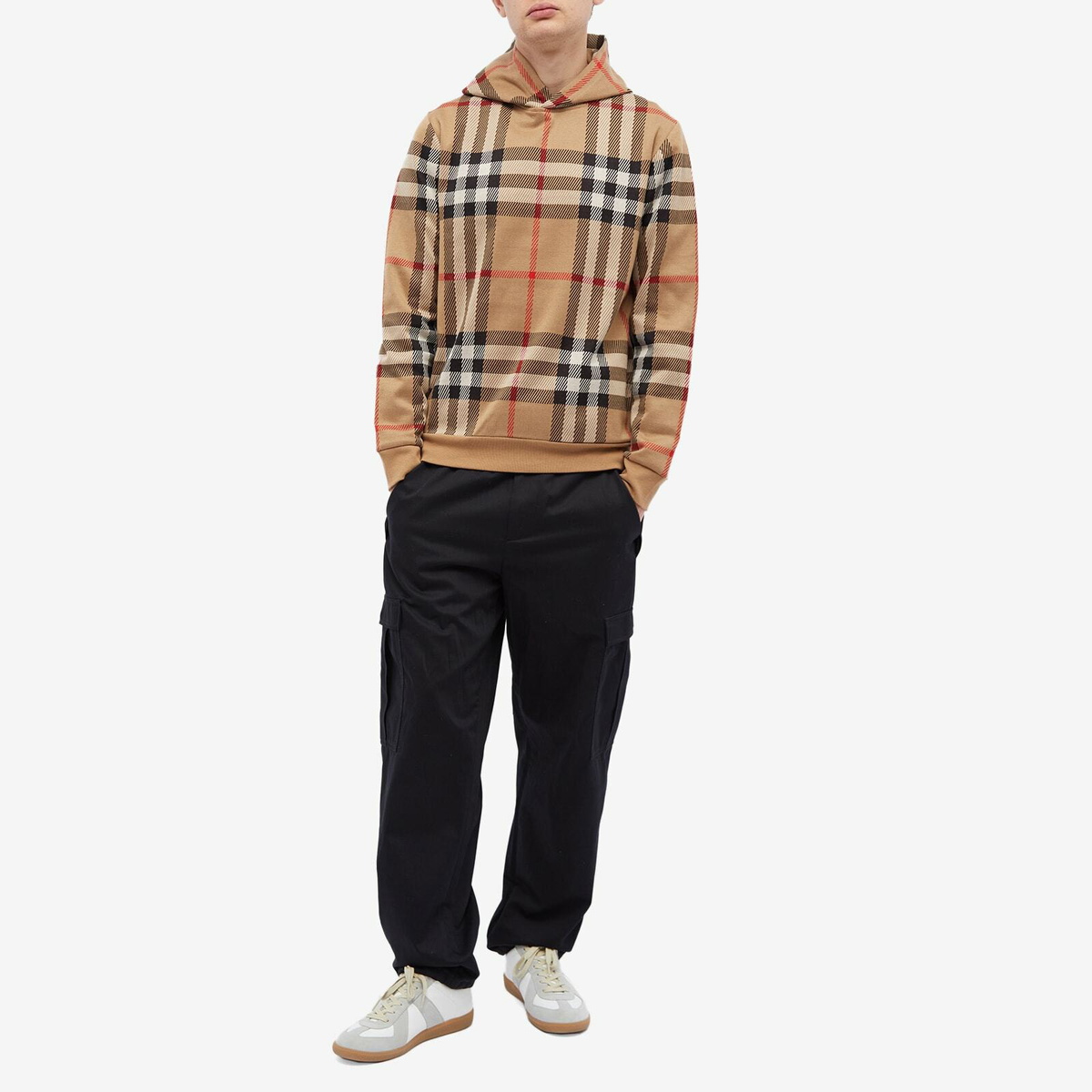 Burberry Men's Ferryton Check Hoody in Archive Beige