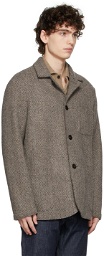 Harris Wharf London Grey Wool Herringbone Coat