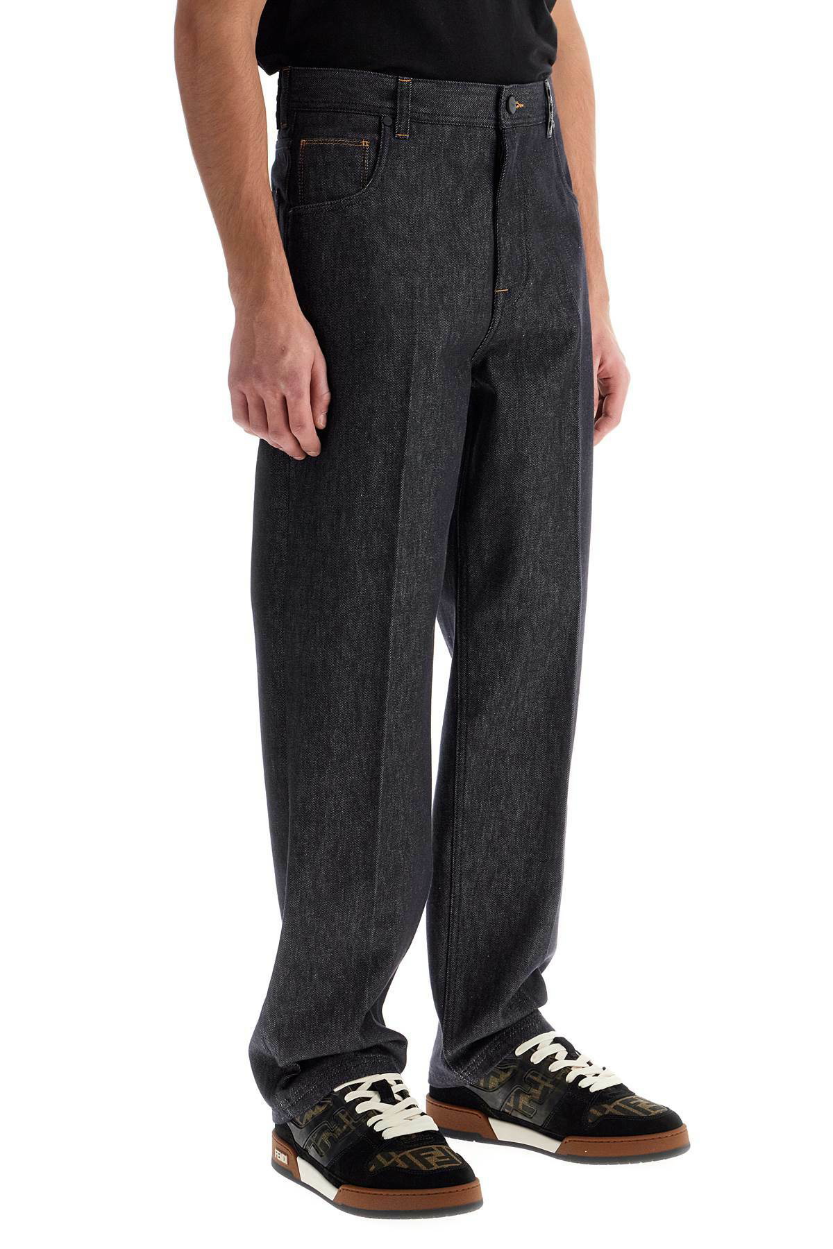 FENDI straight cut selleria jeans for men Blue Fendi