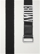 AMIRI - 3cm Silver-Tone and Leather-Trimmed Webbing Belt