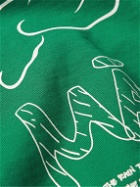 Saturdays NYC - Sig Zane Ditch Mānoa Logo-Embroidered Printed Cotton-Jersey Hoodie - Green