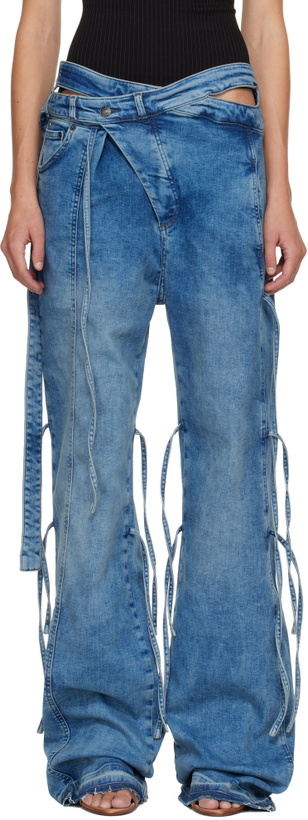 Photo: Ottolinger Blue Strappy Signature Wrap Jeans