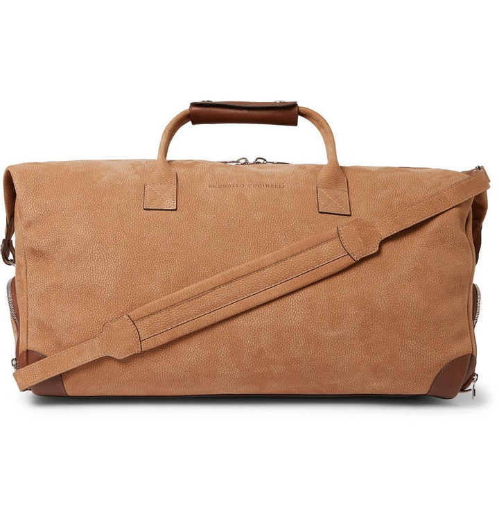 Photo: Brunello Cucinelli - Leather-Trimmed Nubuck Holdall - Brown