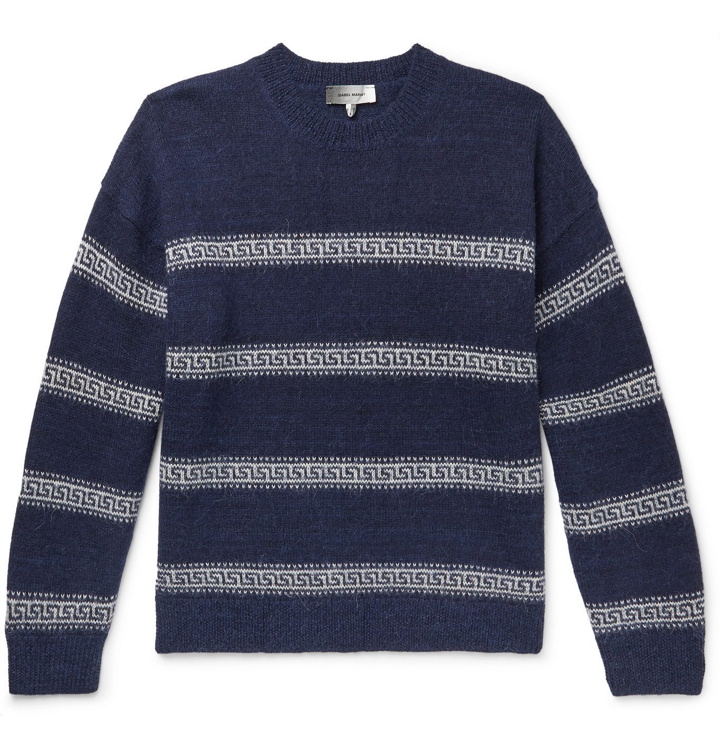 Photo: Isabel Marant - Oblinca Striped Intarsia Knitted Sweater - Blue