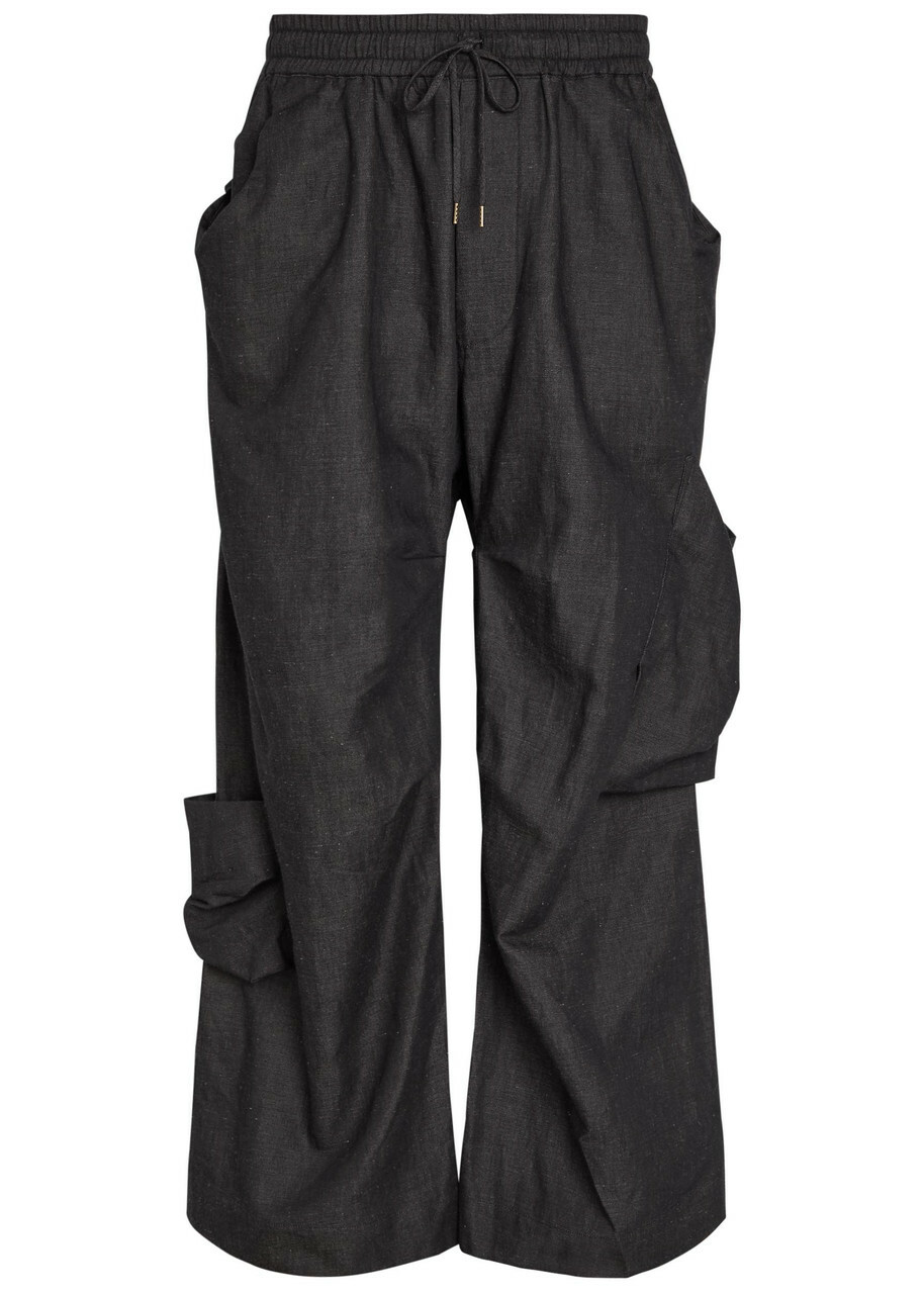 Vivienne Westwood Achilles Draped Wide-leg Cotton-blend Cargo Trousers Navy