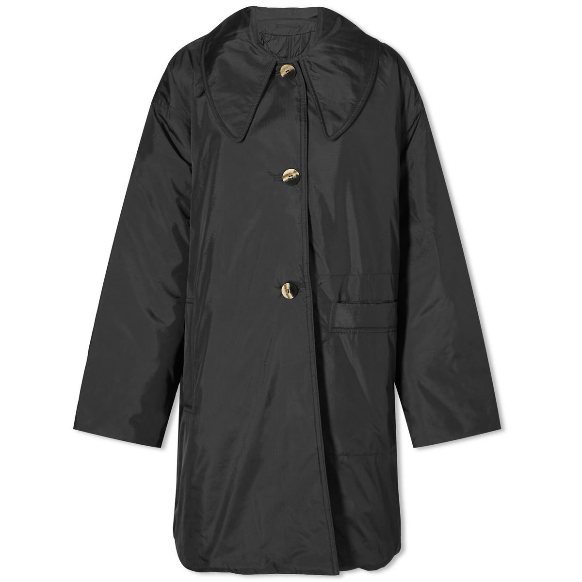 GANNI Women's Ripstop Quilt Reversible Coat in Black GANNI