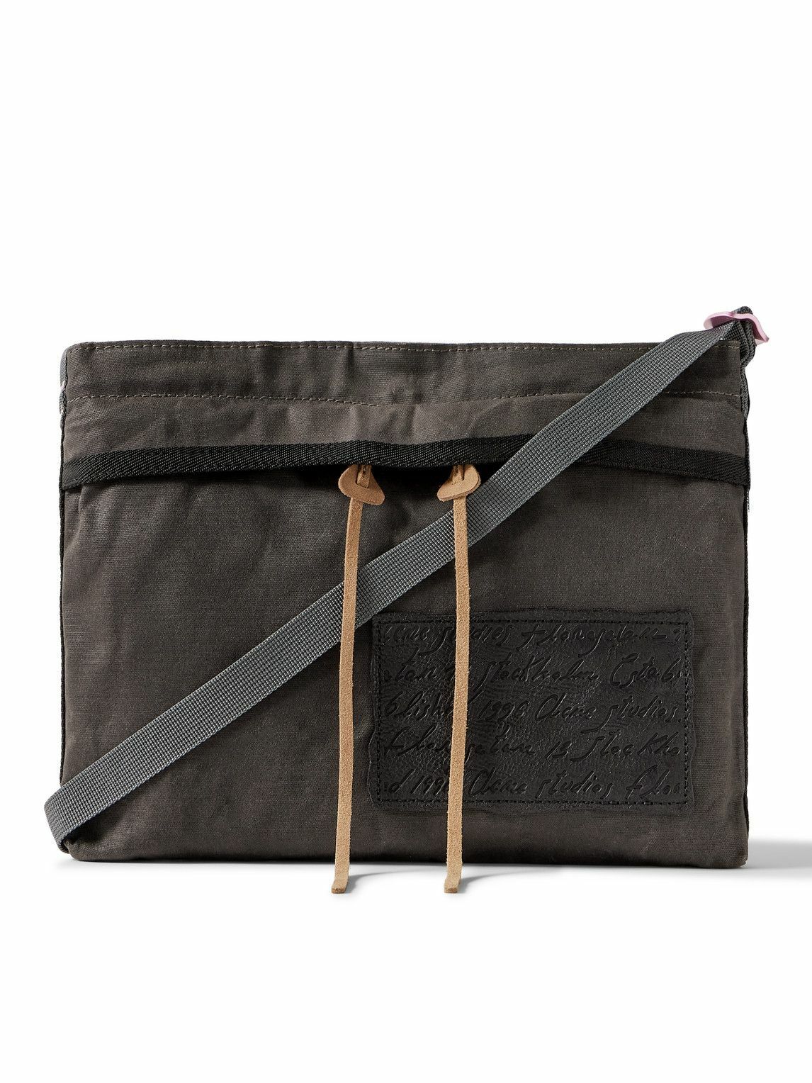 Acne Studios ダークグレー サコッシュ Acne Studios - Andemer Leather-Trimmed Appliquéd Coated-Canvas