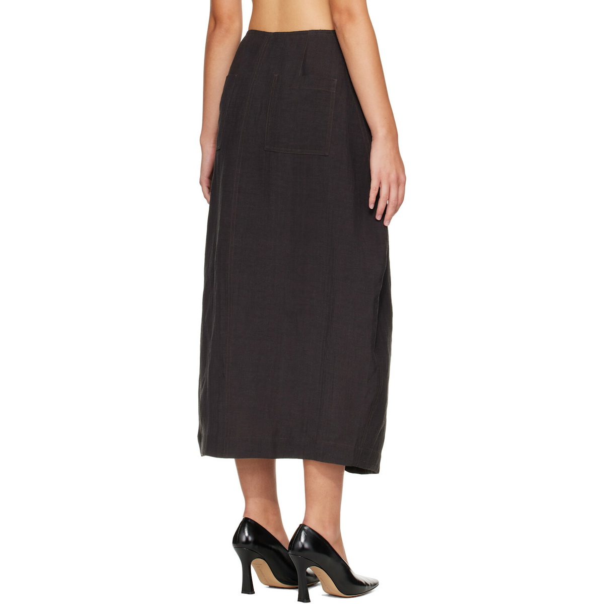 Studio Nicholson Brown Bryde Midi Skirt