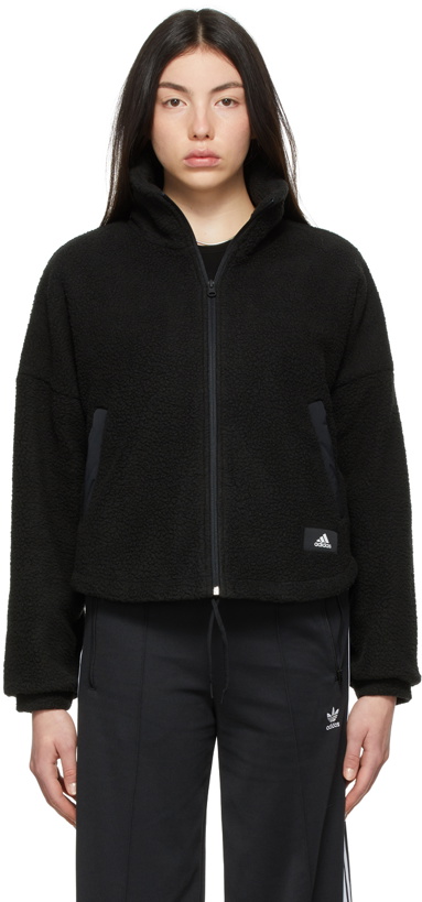 Photo: adidas Originals Black Sportswear Sherpa Zip Sweatshirt