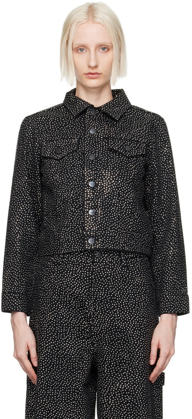 Photo: Marc Jacobs Black 'The Glam Studs Shrunken' Denim Jacket
