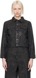 Marc Jacobs Black 'The Glam Studs Shrunken' Denim Jacket