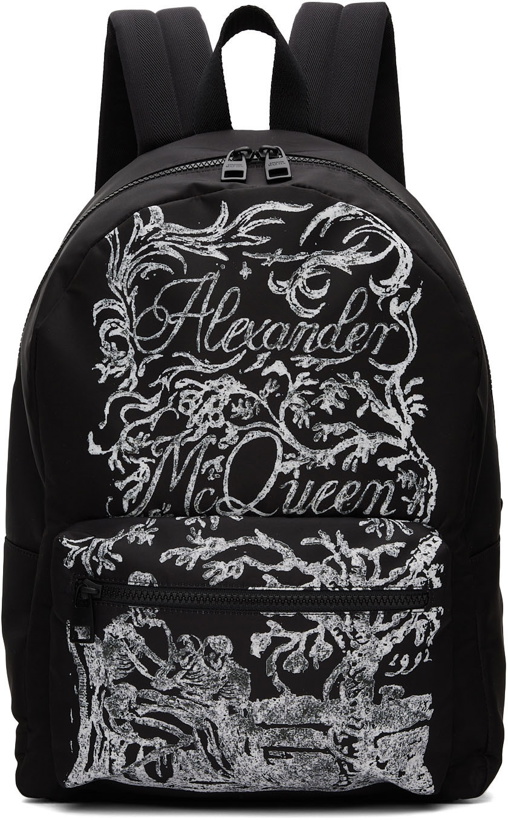 Photo: Alexander McQueen Black & White Blake Illustration Metropolitan Backpack