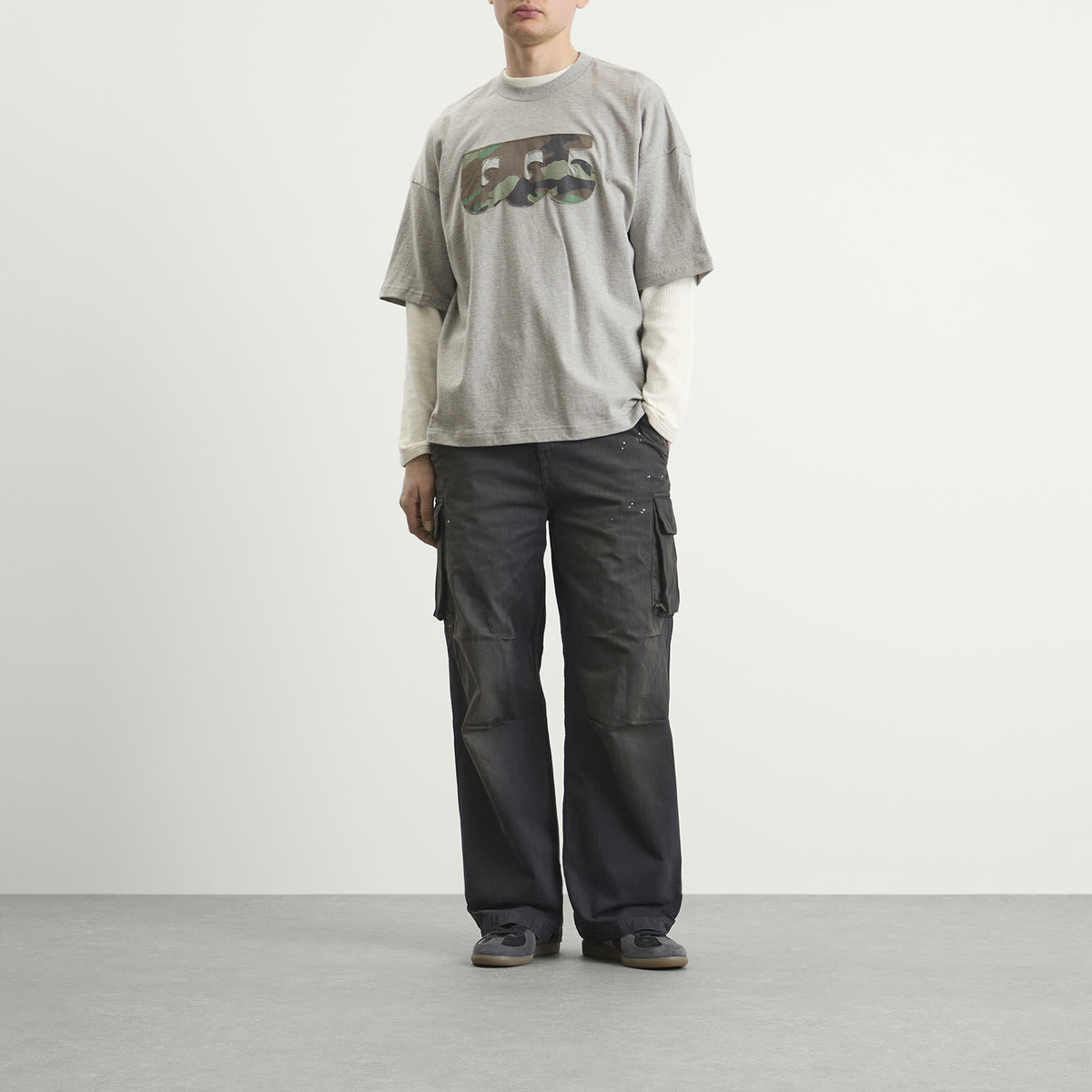 TTT MSW Men's TTT Wave Logo T-Shirt in Grey × Camo