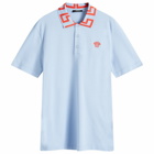 Versace Men's Meduda Polo Shirt in Blue Hydrangea Coral