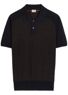 Tods Panelled Ribbed Silk and Cotton-blend Polo Shirt Navy