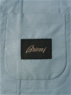 Brioni - Unstructured Double-Breasted Silk Suit Jacket - Blue
