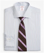 Brooks Brothers Men's Madison Relaxed-Fit Dress Shirt, Non-Iron Hairline Framed Stripe | Light Blue/Burgundy