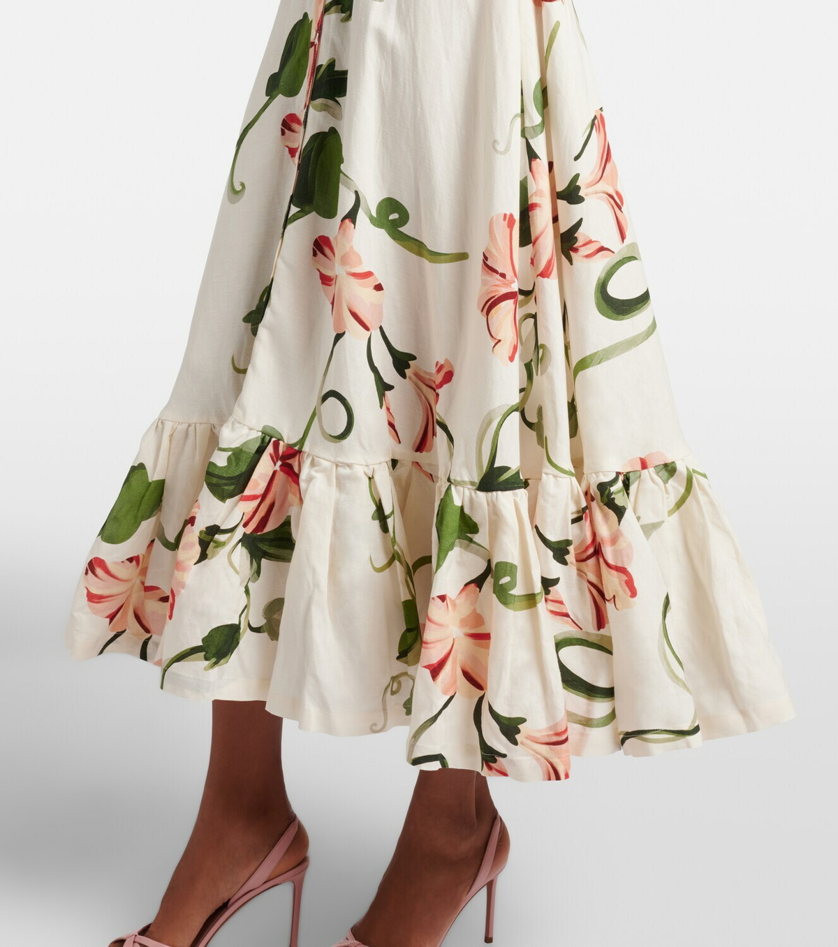 Leo Lin Becca belted floral linen-blend shirt dress