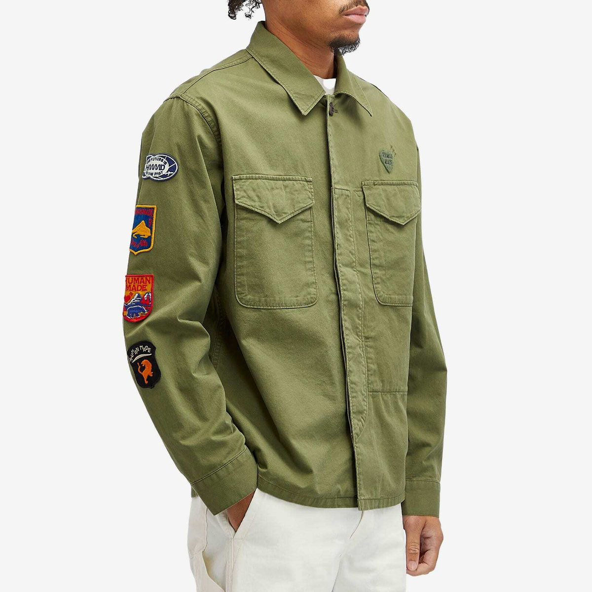 未使用　24ss　HUMAN MADE PATCHED MILITARY シャツ Human Made Men's patched military shirt in Olive Human Made