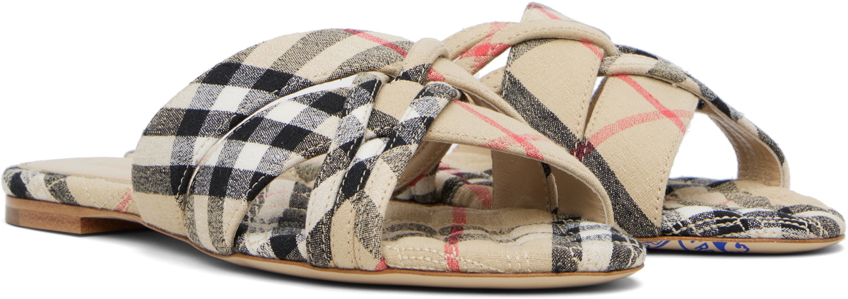 Burberry Beige Check Cabana Slides