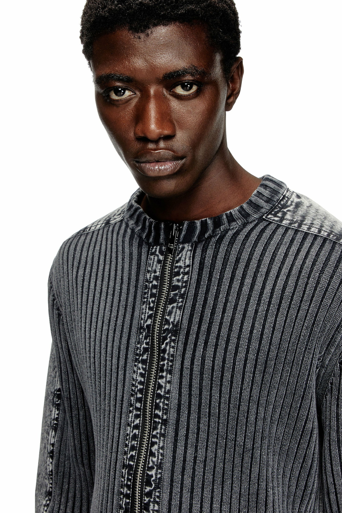 Diesel Zip-up cardigan with contrast panels - Knitwear Mens in
