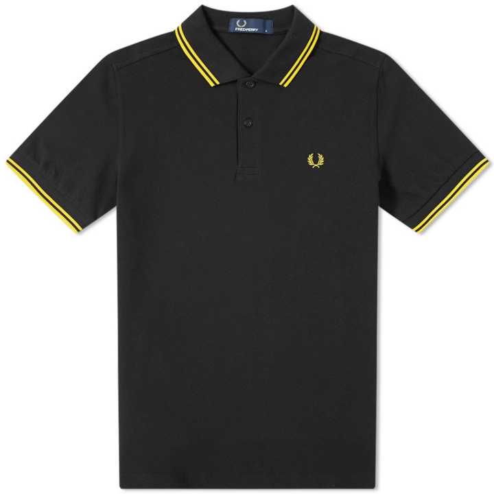 Photo: Fred Perry Slim Fit Twin Tipped Polo Black & Yellow