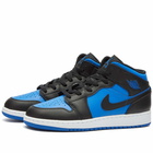 Air Jordan 1 Mid GS Sneakers in Black/Royal Blue