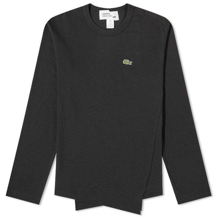 Photo: Comme des Garçons SHIRT Men's x Lacoste Long Sleeve Asymmetric T-Shirt in Black