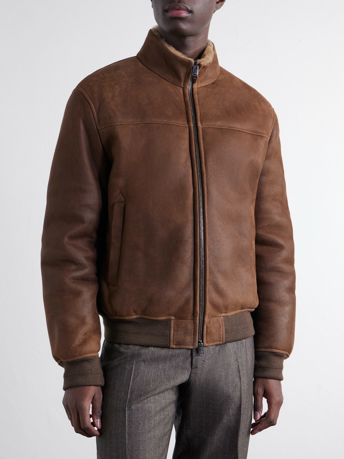 Canali - Shearling-Lined Full-Grain Leather Jacket - Brown