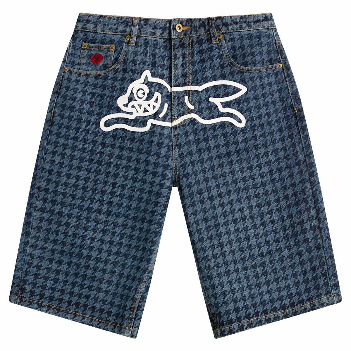 ICECREAM Women's Houndstooth Running Dog Jorts in Indigo