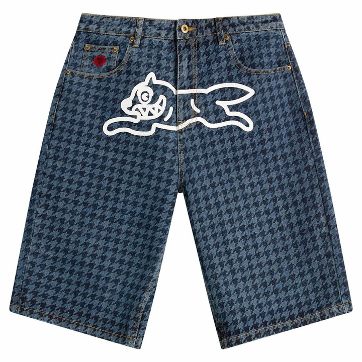 Photo: ICECREAM Women's Houndstooth Running Dog Jorts in Indigo