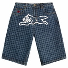ICECREAM Women's Houndstooth Running Dog Jorts in Indigo