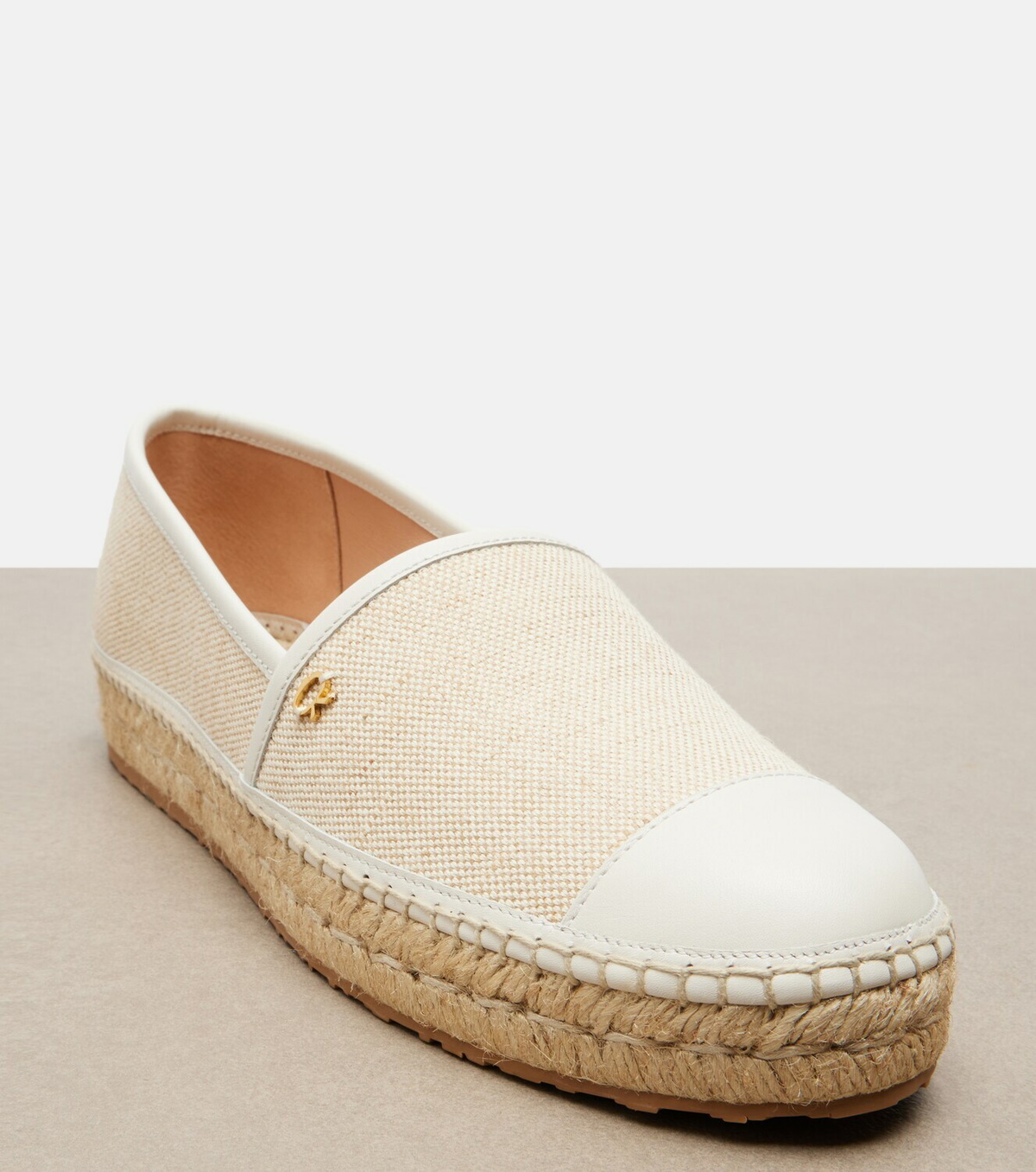 Gianvito Rossi Leather-trimmed canvas espadrilles