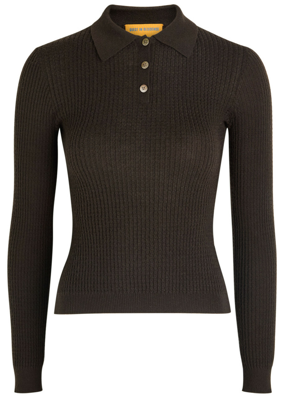 Guest In Residence Waffle-knit Cashmere top Black
