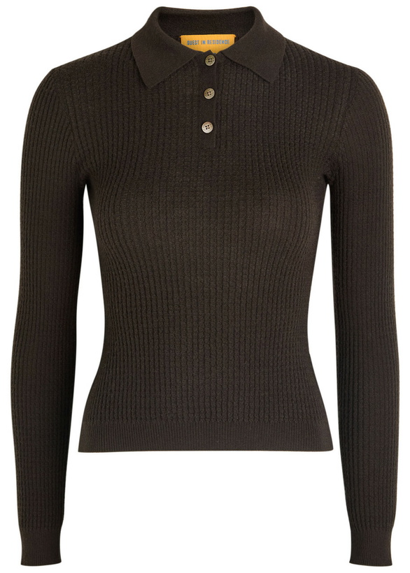 Photo: Guest In Residence Waffle-knit Cashmere top Black