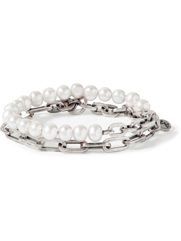 Photo: M.COHEN - Trio Elm Burnished Sterling Silver and Pearl Bracelet - Silver