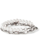 M.COHEN - Trio Elm Burnished Sterling Silver and Pearl Bracelet - Silver