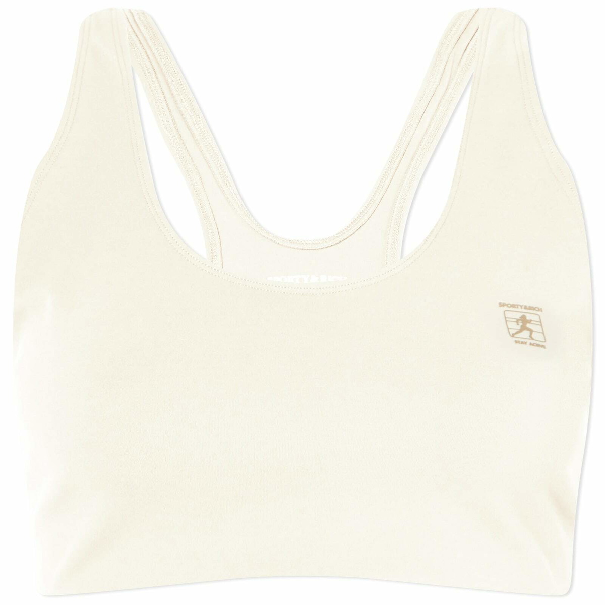 Sporty & Rich Women's Runner Sports Bra in Cream/Black