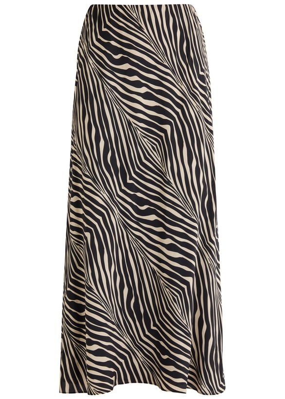 Photo: BY Malene Birger Boshan Zebra-print Matte Satin Midi Skirt Black