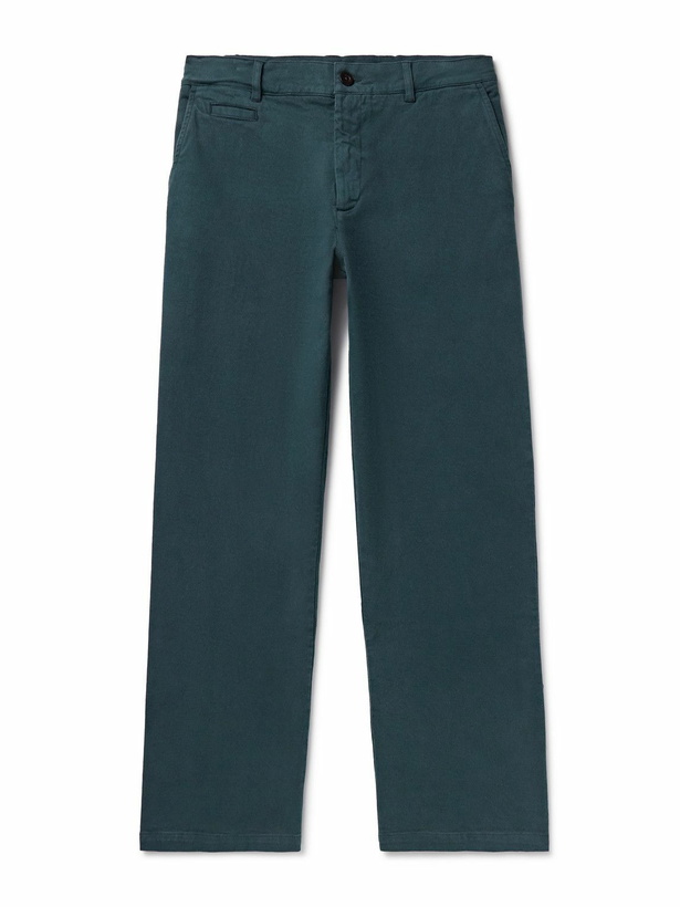 Photo: Portuguese Flannel - Labura Straight-Leg Organic Cotton-Blend Twill Trousers - Blue