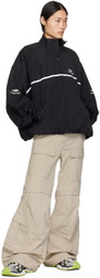 Balenciaga Black Embroidered Track Jacket