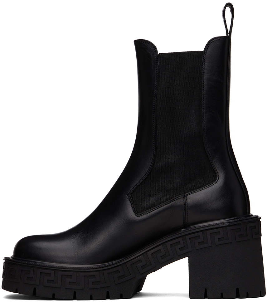 Versace Black Greca Chelsea Boots Versace