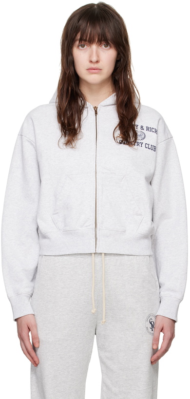 Photo: Sporty & Rich Gray Varsity Crest Hoodie