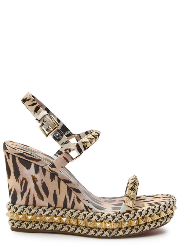 Photo: Christian Louboutin Pyraclou 110 Satin Wedge Espadrilles Pink