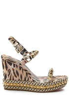 Christian Louboutin Pyraclou 110 Satin Wedge Espadrilles Pink