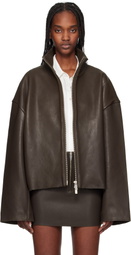REMAIN Birger Christensen Brown Bonded Leather Jacket