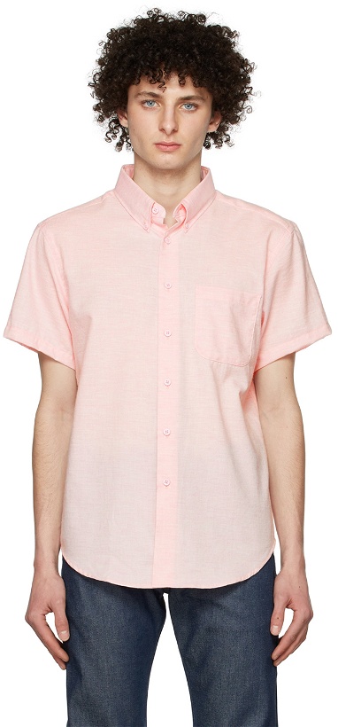 Photo: Naked & Famous Denim Pink Organic Cotton Short Sleeve Shirt