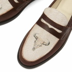 Duke + Dexter Men's Wilde Cracked Bison Skull Penny Loafer in Brown/White