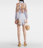Zimmermann Lexi floral high-rise linen shorts